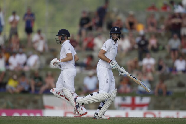 England's Joe Root, right, and Gary Ballance run during day three of the first cricket Test match against West Indies at the Sir Vivian Richards Cricket Ground in Antigua, Antigua and Barbuda, Wednesday, April 15, 2015. (AP Photo/Ricardo Mazalan) England's Joe Root, right, and Gary Ballance run during day three of the first cricket Test match against West Indies at the Sir Vivian Richards Cricket Ground in Antigua, Antigua and Barbuda, Wednesday, April 15, 2015. (AP Photo/Ricardo Mazalan)