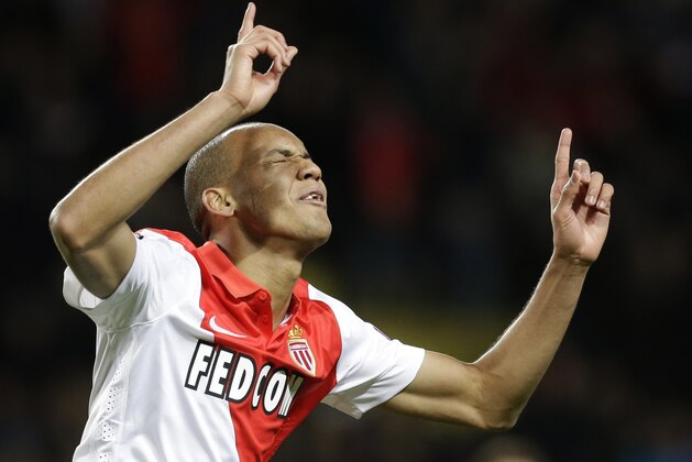 Monaco's Fabio Henrique Tavares called Fabinho celebrates his side's 2nd goal during the Champions League Group C soccer match between Monaco and Zenit St. Petersburg at Louis II stadium in Monaco, Tuesday, Dec. 9, 2014. (AP Photo/Lionel Cironneau)