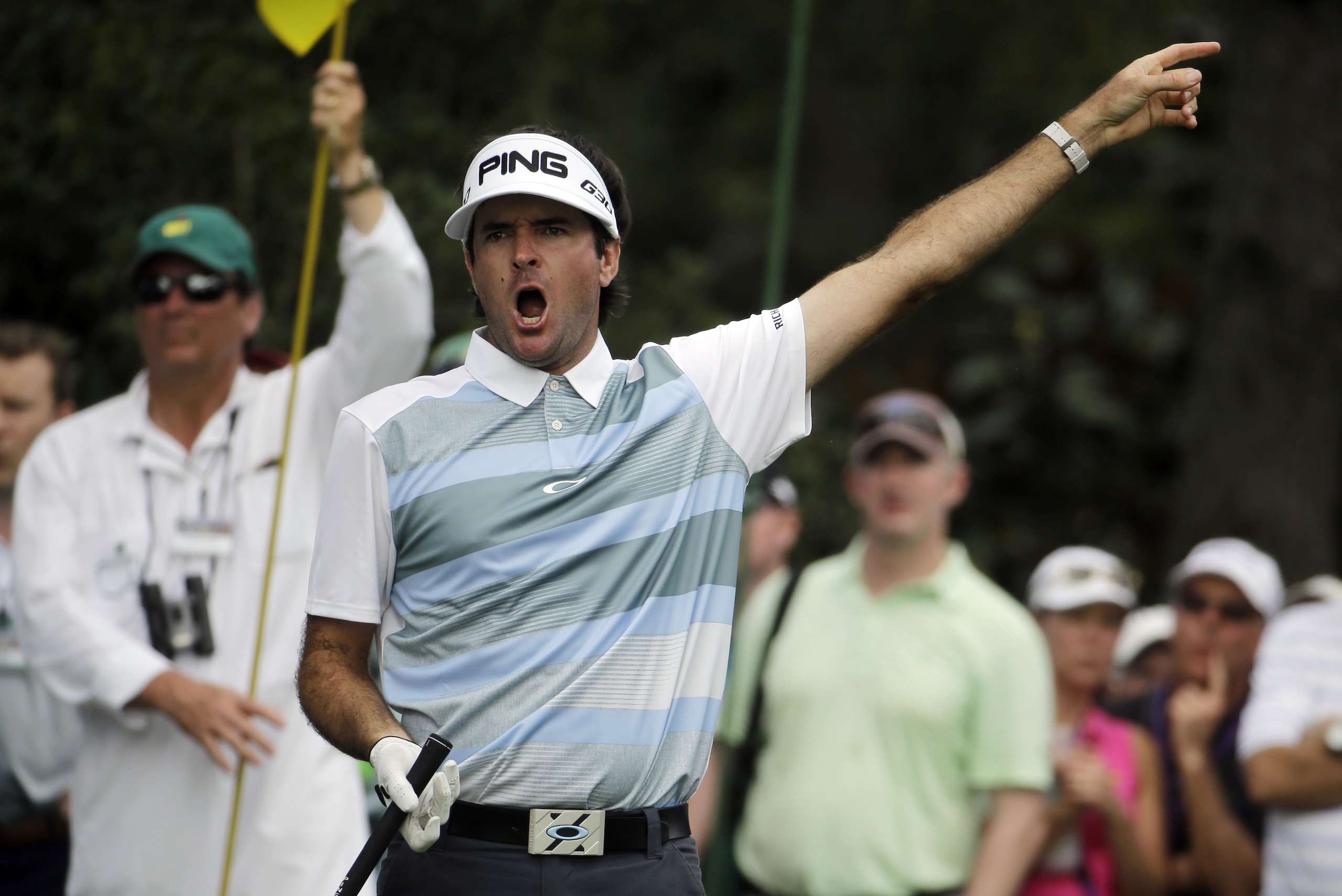 Bubba Watson yells out after teeing on the 15th hole during the second round of the Masters golf tournament Friday, April 10, 2015, in Augusta, Ga. (AP Photo/Darron Cummings) Bubba Watson yells out after teeing on the 15th hole during the second round of the Masters golf tournament Friday, April 10, 2015, in Augusta, Ga. (AP Photo/Darron Cummings)