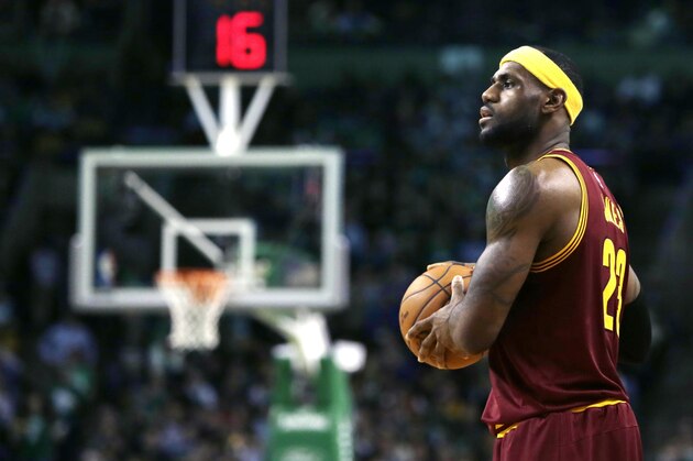 Cleveland Cavaliers forward LeBron James (23) during the second half of an NBA basketball game in Boston, Friday, Nov. 14, 2014. The Cavaliers defeated the Celtics 122-121. (AP Photo/Charles Krupa)