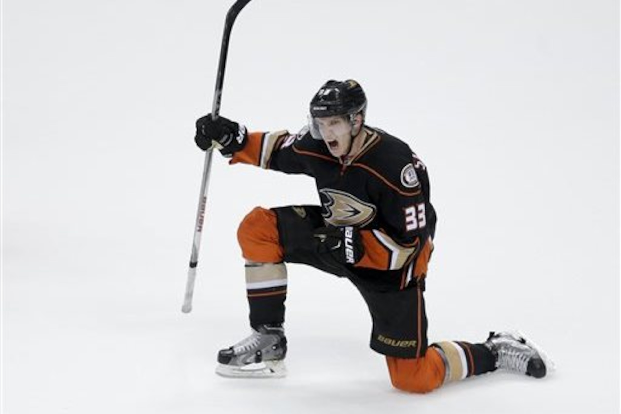 Anaheim Ducks right wing Jakob Silfverberg celebrates his goal against the Winnipeg Jets during the final minutes of the third period of Game 2 of a first-round NHL hockey playoff series in Anaheim, Calif., Saturday, April 18, 2015. (AP Photo/Chris Carlson) Anaheim Ducks right wing Jakob Silfverberg celebrates his goal against the Winnipeg Jets during the final minutes of the third period of Game 2 of a first-round NHL hockey playoff series in Anaheim, Calif., Saturday, April 18, 2015. (AP Photo/Chris Carlson)