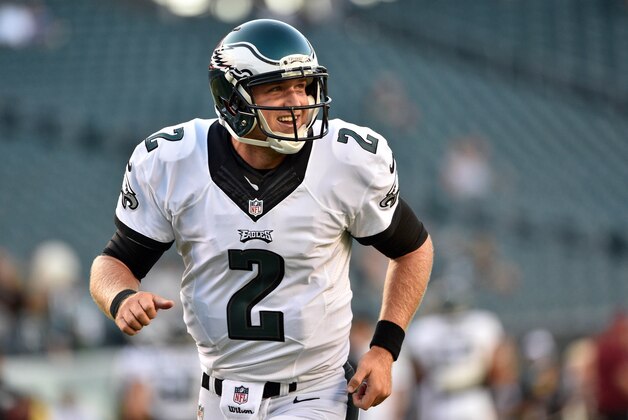 Aug 28, 2014; Philadelphia, PA, USA; Philadelphia Eagles quarterback Matt Barkley (2) warms up before a game against the New York Jets at Lincoln Financial Field. Mandatory Credit: Derik Hamilton-USA TODAY Sports