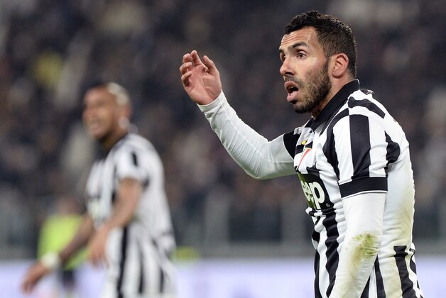 Juventus' Carlos Tevez reacts during a Serie A soccer match between Juventus and Sassuolo at the Juventus stadium, in Turin, Italy, Monday, March 9, 2015. (AP Photo/Massimo Pinca)