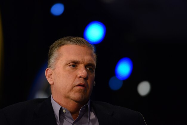 Feb 13, 2014; Daytona Beach, FL, USA; Fox Sports reporter Steve Byrnes driver during media day for the Daytona 500 at Daytona International Speedway. Mandatory Credit: Andrew Weber-USA TODAY Sports