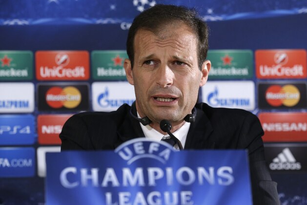 Juventus coach Massimiliano Allegri speaks during a news conference ahead of Wednesday's Champions League, second leg, quarterfinal soccer match against Monaco, at the Monaco Stadium, Tuesday, April 21, 2015. (AP Photo/Lionel Cironneau)