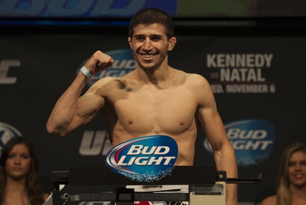 Nov 5, 2013; Fort Campbell, KY, USA; Rustam Khabilov during the weigh-in for UFC-Fight for the Troops at Fort Campbell. Mandatory Credit: Joshua Lindsey-USA TODAY Sports