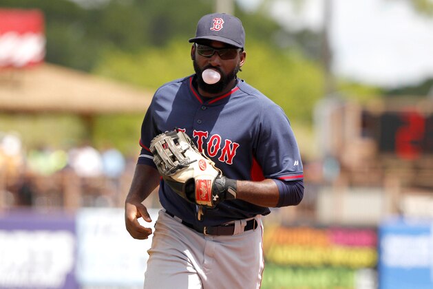 Mar 31, 2015; Port Charlotte, FL, USA; Boston Red Sox center fielder Jackie Bradley Jr. (25) runs back to the dugout at the end of the third inning against the Tampa Bay Rays at Charlotte Sports Park. Mandatory Credit: Kim Klement-USA TODAY Sports