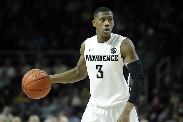 Providence guard Kris Dunn (3) during the second half of an NCAA college basketball game against Marquette Sunday, March 1, 2015, in Providence, R.I.  Providence defeated Marquette, 77-66. (AP Photo/Stew Milne)