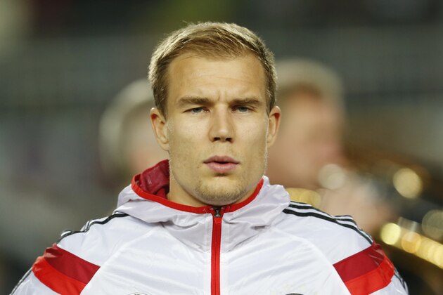 Germany's Holger Badstuber is seen during a soccer friendly match between Germany and Australia in Kaiserslautern, Germany, Wednesday, March 25, 2015. (AP Photo/Michael Probst)