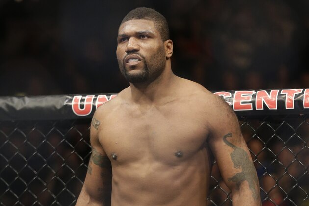 Quinton Jackson stands on the ring before fighting with Glover Teixeira during UFC Light Heavyweight Championship on FOX 6 at the United Center in Chicago, Saturday, Jan. 26, 2013. Teixeira won the bout. (AP Photo/Nam Y. Huh)