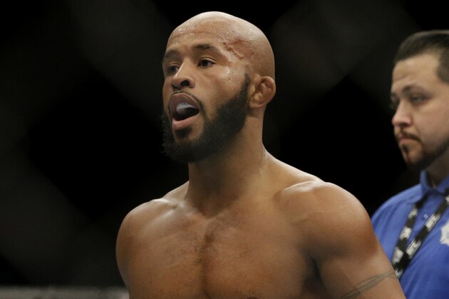 Demetrious Johnson during his main event fight with Chris Cariaso, Saturday, Sept. 27, 2014, in Las Vegas. Johnson won via submission. (AP Photo/John Locher)