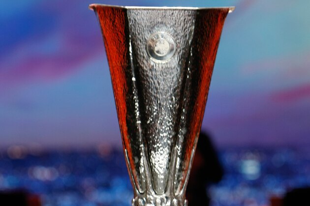 The Europa League, trophy is displayed  during the Europa League draw ceremony  at the Grimaldi Forum in Monaco, Friday, Aug. 29, 2014. (AP Photo/Claude Paris)