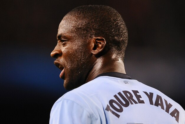 Manchester City's Yaya Toure shouts during a Champions League round of 16 second leg, soccer match between FC Barcelona and Manchester City at Camp Nou stadium, in Barcelona, Spain, Wednesday, March 18, 2015. (AP Photo/Manu Fernandez)