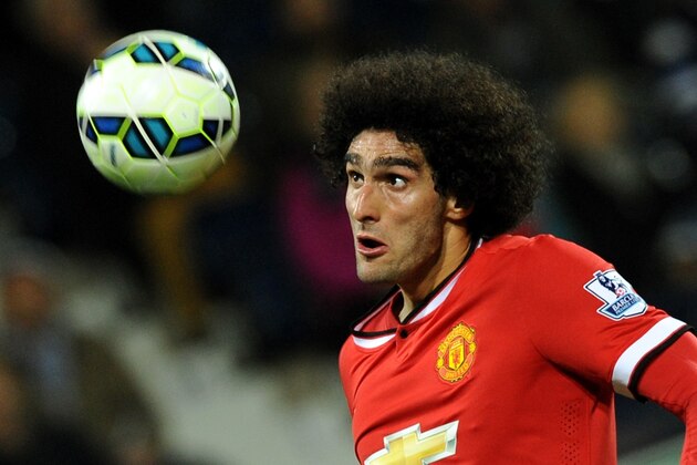 Manchester United's Marouane Fellaini during the English Premier League soccer match between West Bromwich Albion and Manchester United at the Hawthorns, Birmingham, England, Monday, Oct. 20, 2014. (AP Photo/Rui Vieira)