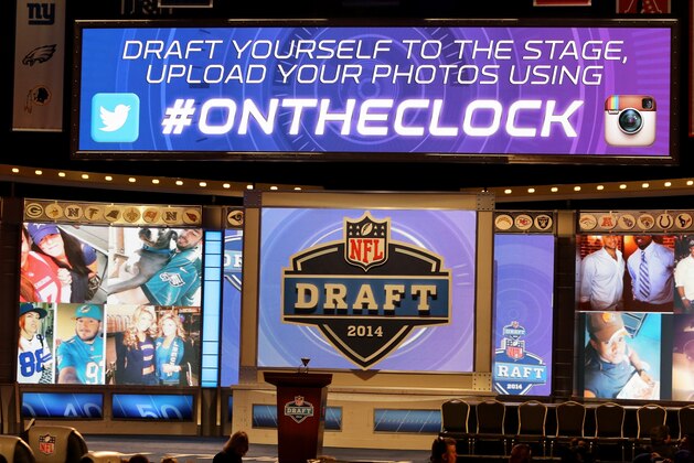 The stage is seen at the 2014 NFL Draft at Radio City on Thursday, May 8th, 2014 in New York, NY.  (AP Photo/Gregory Payan)