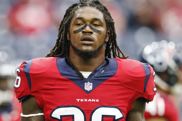 Nov 2, 2014; Houston, TX, USA; Houston Texans strong safety D.J. Swearinger (36) warms up before the game against the Philadelphia Eagles at NRG Stadium. Mandatory Credit: Kevin Jairaj-USA TODAY Sports