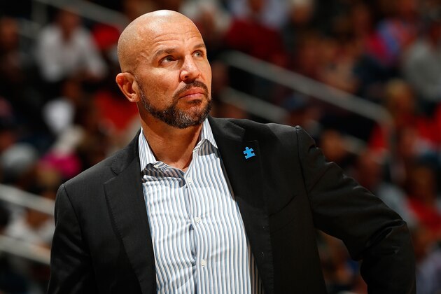ATLANTA, GA - MARCH 30:  Jason Kidd of the Milwaukee Bucks looks on during the game against the Atlanta Hawks at Philips Arena on March 30, 2015 in Atlanta, Georgia.  NOTE TO USER: User expressly acknowledges and agrees that, by downloading and/or using this photograph, user is consenting to the terms and conditions of the Getty Images License Agreement.  (Photo by Kevin C. Cox/Getty Images)