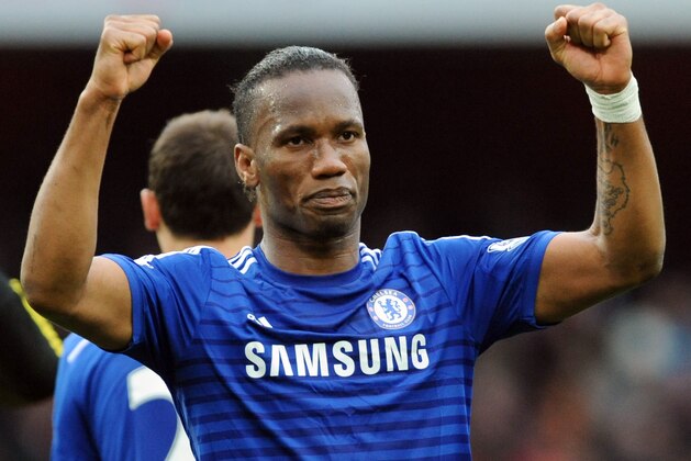 Chelsea's Didier Drogba during the English Premier League soccer match between Arsenal and Chelsea at the Emirates Stadium, London, England, Sunday, April 26, 2015. (AP Photo/Rui Vieira)