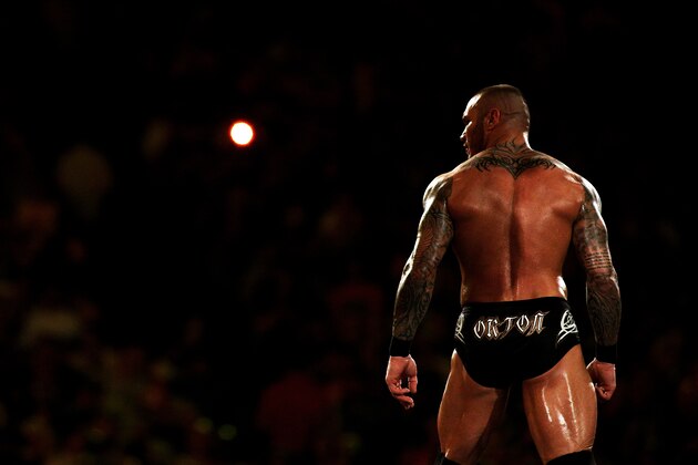 Randy Orton enters the ring during Wrestlemania XXX at the Mercedes-Benz Super Dome in New Orleans on Sunday, April 6, 2014. (Jonathan Bachman/AP Images for WWE)