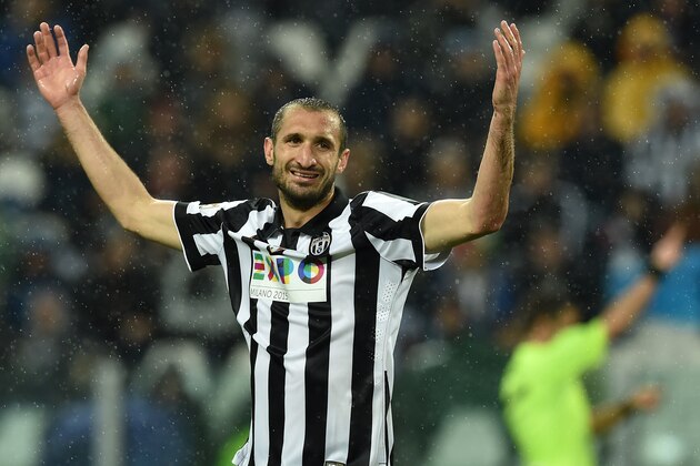 TURIN, ITALY - APRIL 18:  Giorgio Chiellini of Juventus FC reacts during the Serie A match between Juventus FC and SS Lazio at Juventus Arena on April 18, 2015 in Turin, Italy.  (Photo by Valerio Pennicino/Getty Images)