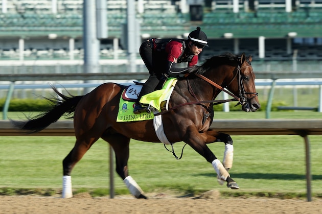 LOUISVILLE, KY - APRIL 28:  Firing Line runs on the track during the morning training for the Kentucky Derby at Churchill Downs on April 28, 2015 in Louisville, Kentucky.  (Photo by Andy Lyons/Getty Images)