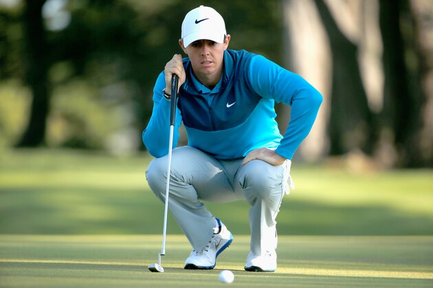 SAN FRANCISCO, CA - APRIL 29:  Rory McIlroy of Northern Ireland lines up his putt on the 13th hole during round one of the World Golf Championship Cadillac Match Play at TPC Harding Park on April 29, 2015 in San Francisco, California.  (Photo by Ezra Shaw/Getty Images)