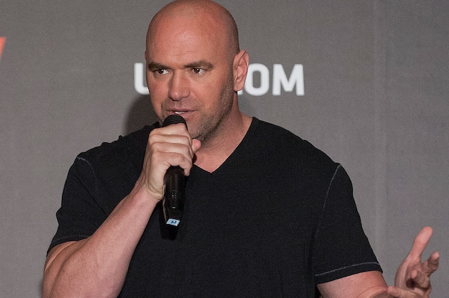 HONG KONG - AUGUST 20:  UFC President Dana White speaks to the media during the Macao UFC Fight Night Press Conference at the Four Season Hotel on August 20, 2014 in Hong Kong.  (Photo by Anthony Kwan/Getty Images)