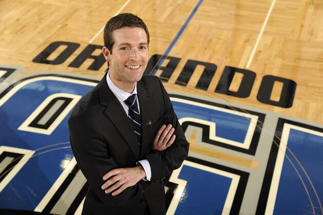 ORLANDO, FL - JUNE 21:  Orlando Magic General Manager Rob Hennigan poses for a portrait on June 21, 2012 at Amway Arena in Orlando, Florida.  NOTE TO USER: User expressly acknowledges and agrees that, by downloading and or using this photograph, User is consenting to the terms and conditions of the Getty Images License Agreement. Mandatory Copyright Notice: Copyright 2012 NBAE  (Photo by Fernando Medina/NBAE via Getty Images)