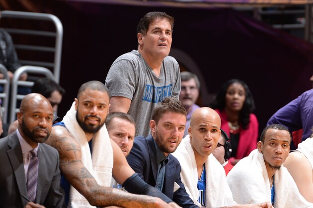LOS ANGELES, CA - APRIL 12:  The owner of the Dallas Mavericks, Mark Cuban, attends the game against the Los Angeles Lakers on April 12, 2015 at Staples Center in Los Angeles, California. NOTE TO USER: User expressly acknowledges and agrees that, by downloading and or using this Photograph, user is consenting to the terms and conditions of the Getty Images License Agreement. Mandatory Copyright Notice: Copyright 2015 NBAE (Photo by Andrew D. Bernstein/NBAE via Getty Images)