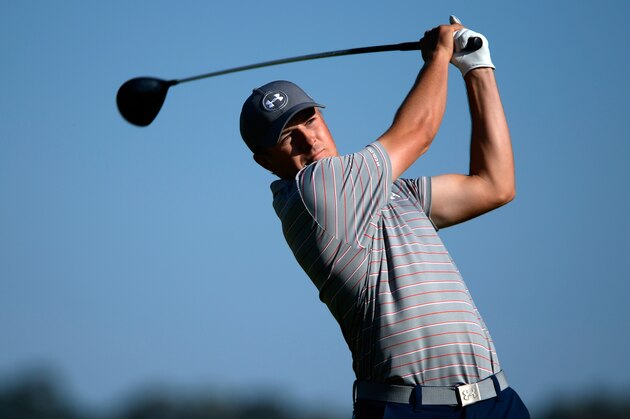 SAN FRANCISCO, CA - APRIL 30:  Jordan Spieth hits his tee shot on the 12th hole during round two of the World Golf Championship Cadillac Match Play at TPC Harding Park on April 30, 2015 in San Francisco, California.  (Photo by Robert Laberge/Getty Images)