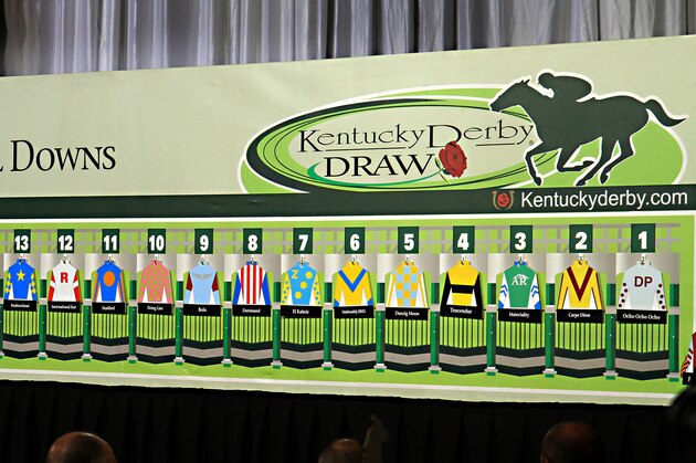 The 141st Kentucky Derby field is set following the post position draw at Churchill Downs in Louisville, Ky., Wednesday, April 29, 2015.  (AP Photo/Garry Jones)