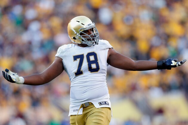 TEMPE, AZ - NOVEMBER 08:  Offensive lineman Ronnie Stanley #78 of the Notre Dame Fighting Irish during the college football game against the Arizona State Sun Devils at Sun Devil Stadium on November 8, 2014 in Tempe, Arizona. The Sun Devils defeated the Fighting Irish 55-31.  (Photo by Christian Petersen/Getty Images)