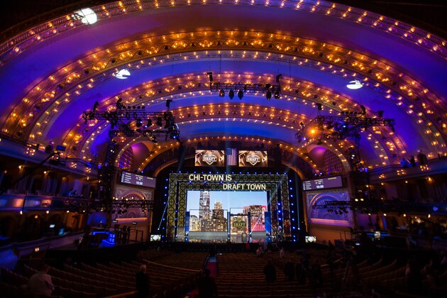 CHICAGO, IL - APRIL 30:  The stage is seen prior to the start of the first round of the 2015 NFL Draft at the Auditorium Theatre of Roosevelt University on April 30, 2015 in Chicago, Illinois.  (Photo by Kena Krutsinger/Getty Images)