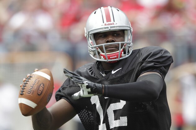 Ohio State quarterback Cardale Jones during Ohio State's NCAA college football Spring game Saturday, April 18, 2015, in Columbus, Ohio. (AP Photo/Jay LaPrete)