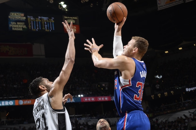 SAN ANTONIO - APRIL 30: Blake Griffin #32 of the Los Angeles Clippers goes up for a shot against the San Antonio Spurs in Game Six of the Western Conference Quarterfinals at the AT&T Center on April 30, 2015 in San Antonio, Texas. NOTE TO USER: User expressly acknowledges and agrees that, by downloading and or using this photograph, user is consenting to the terms and conditions of the Getty Images License Agreement. Mandatory Copyright Notice: Copyright 2015 NBAE (Photos by D. Clarke Evans/NBAE via Getty Images)