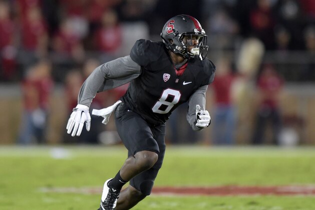 Oct 10, 2014; Stanford, CA, USA; Stanford Cardinal safety Jordan Richards (8) against the Washington State Cougars at Stanford Stadium. Stanford defeated Washington State 34-17. Mandatory Credit: Kirby Lee-USA TODAY Sports
