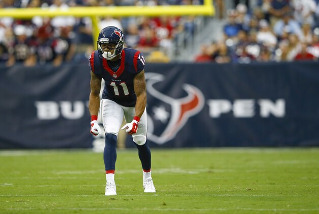 Aug 28, 2014; Houston, TX, USA; Houston Texans wide receiver DeVier Posey (11) during the game against the San Francisco 49ers at NRG Stadium. Mandatory Credit: Kevin Jairaj-USA TODAY Sports