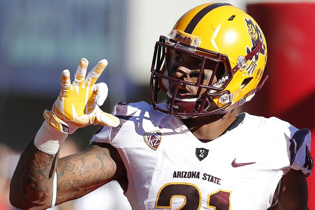 Arizona State wide receiver Jaelen Strong (21) during the second half of an NCAA college football game against Arizona, Friday, Nov. 28, 2014, in Tucson, Ariz. (AP Photo/Rick Scuteri)