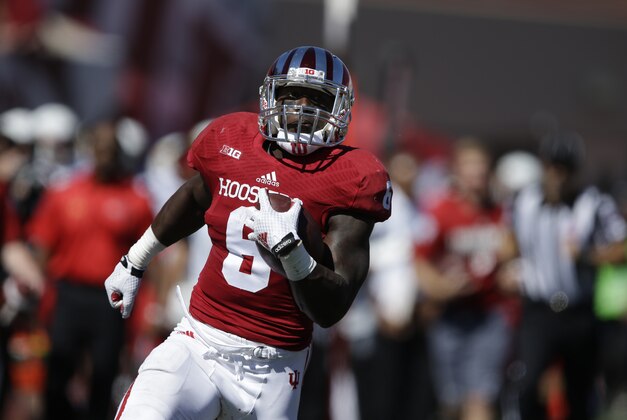 Indiana running back Tevin Coleman (6) runs during the first half of an NCAA college football game against Maryland Saturday, Sept. 27, 2014, in Bloomington, Ind. (AP Photo/Darron Cummings)