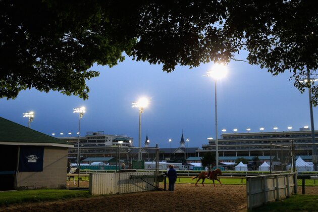 LOUISVILLE, KY - APRIL 30: Horses go over the track during morning training for the Kentucky Derby at Churchill Downs on April 30, 2015 in Louisville, Kentucky.  (Photo by Rob Carr/Getty Images)