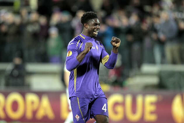 FLORENCE, ITALY - FEBRUARY 26: Micah Richards of ACF Fiorentina celebrates the victory after the UEFA Europa League Round of 32 match between  ACF Fiorentina and Tottenham Hotspur FC at Artemio Franchi stadium on February 26, 2015 in Florence, Italy.  (Photo by Gabriele Maltinti/Getty Images)