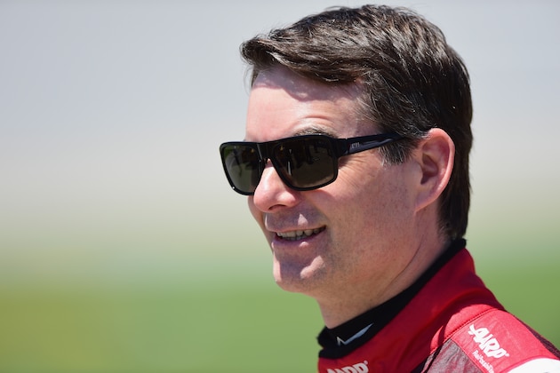 TALLADEGA, AL - MAY 02:  Jeff Gordon, driver of the #24 Drive To End Hunger Chevrolet, stands on the grid during qualifying for the NASCAR Sprint Cup Series GEICO 500 at Talladega Superspeedway on May 2, 2015 in Talladega, Alabama.  (Photo by Jared C. Tilton/Getty Images)