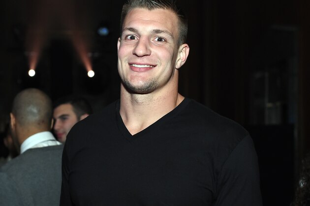 NEW YORK, NY - FEBRUARY 14: Football player Rob Gronkowski attends GQ and LeBron James Celebrate All-Star Style on February 14, 2015 in New York City.  (Photo by Dimitrios Kambouris/Getty Images for GQ)
