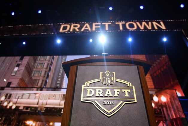 Apr 30, 2015; Chicago, IL, USA; A general view of the podium on stage before the 2015 NFL Draft at the Auditorium Theatre of Roosevelt University. Mandatory Credit: Jerry Lai-USA TODAY Sports