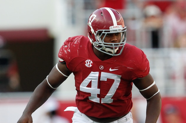 Sep 20, 2014; Tuscaloosa, AL, USA; Alabama Crimson Tide linebacker Xzavier Dickson (47) at Bryant-Denny Stadium. Mandatory Credit: Marvin Gentry-USA TODAY Sports