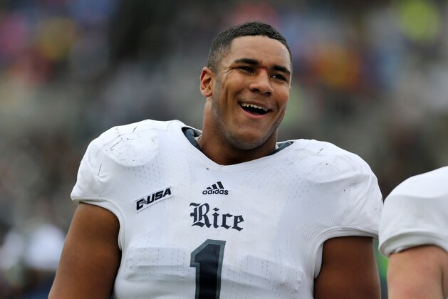 Rice Owls Christian Covington #1 on the sidelines against the Army Black Knights during a college football game on Saturday, October 11, 2014 in  West Point, NY. Rice won 41-21. (AP Photo/Gregory Payan)