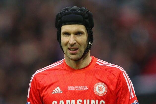 LONDON, ENGLAND - MARCH 01:  Petr Cech of Chelsea looks on during the Capital One Cup Final match between Chelsea and Tottenham Hotspur at Wembley Stadium on March 1, 2015 in London, England.  (Photo by Clive Mason/Getty Images)