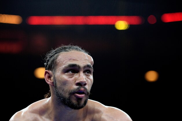 LAS VEGAS, NV - MARCH 07:  Keith Thurman is seen with a welt after a punch by Robert Guerrero during a Premier Boxing Champions bout in the MGM Grand Garden Arena on March 7, 2015 in Las Vegas, Nevada.  (Photo by Harry How/Getty Images)