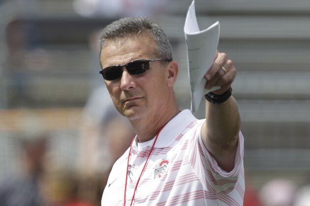 Ohio State head coach Urban Meyer during Ohio State's NCAA college football Spring game Saturday, April 18, 2015, in Columbus, Ohio. (AP Photo/Jay LaPrete)