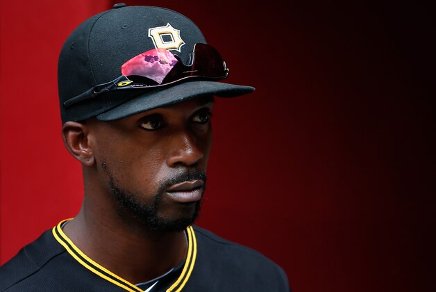 PHOENIX, AZ - APRIL 26:  Andrew McCutchen #22 of the Pittsburgh Pirates in the dugout before the MLB game against the Arizona Diamondbacks at Chase Field on April 26, 2015 in Phoenix, Arizona. The Pirates defeated the Diamondbacks 8-0.  (Photo by Christian Petersen/Getty Images)